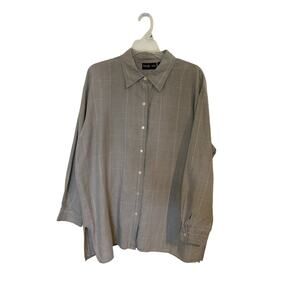 Linen Blend Oversized Button Down Women’s Size Large Beach Cover Up Lagenlook